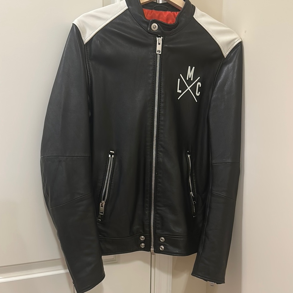 Diesel Black and White Leather Jacket